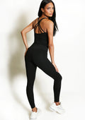 Black Double Loop Crossover Back Gym Set