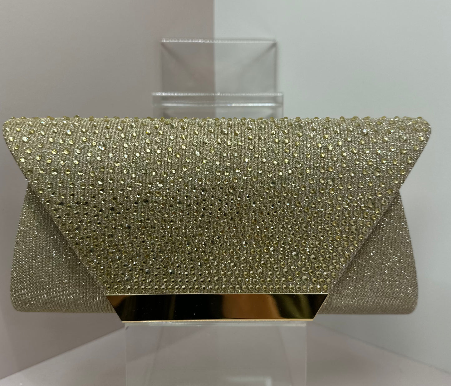 Gold Crystal Envelope Clutch