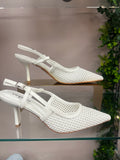 White Woven Slingback Heel