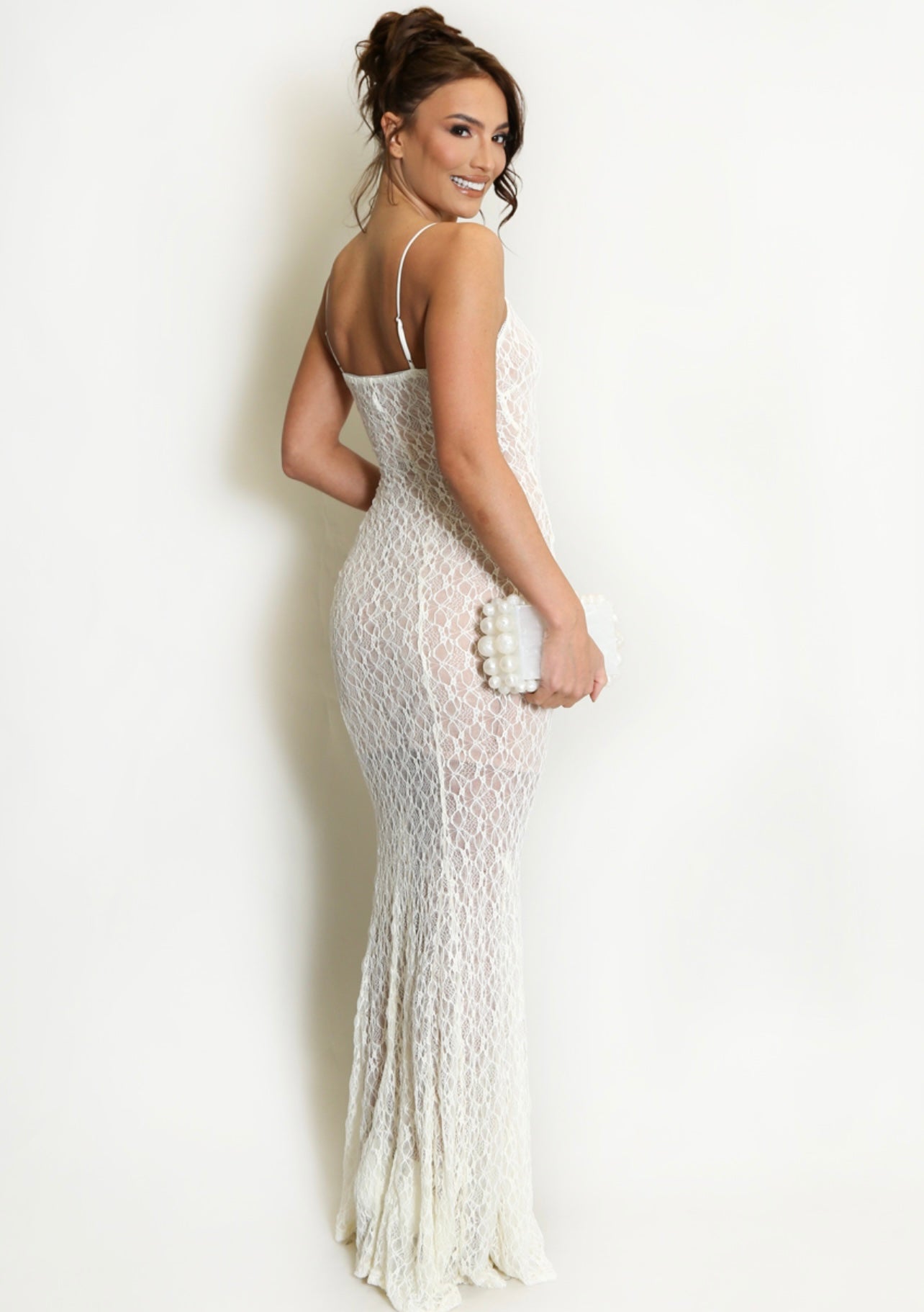 Beige Lace Cami Maxi Dress