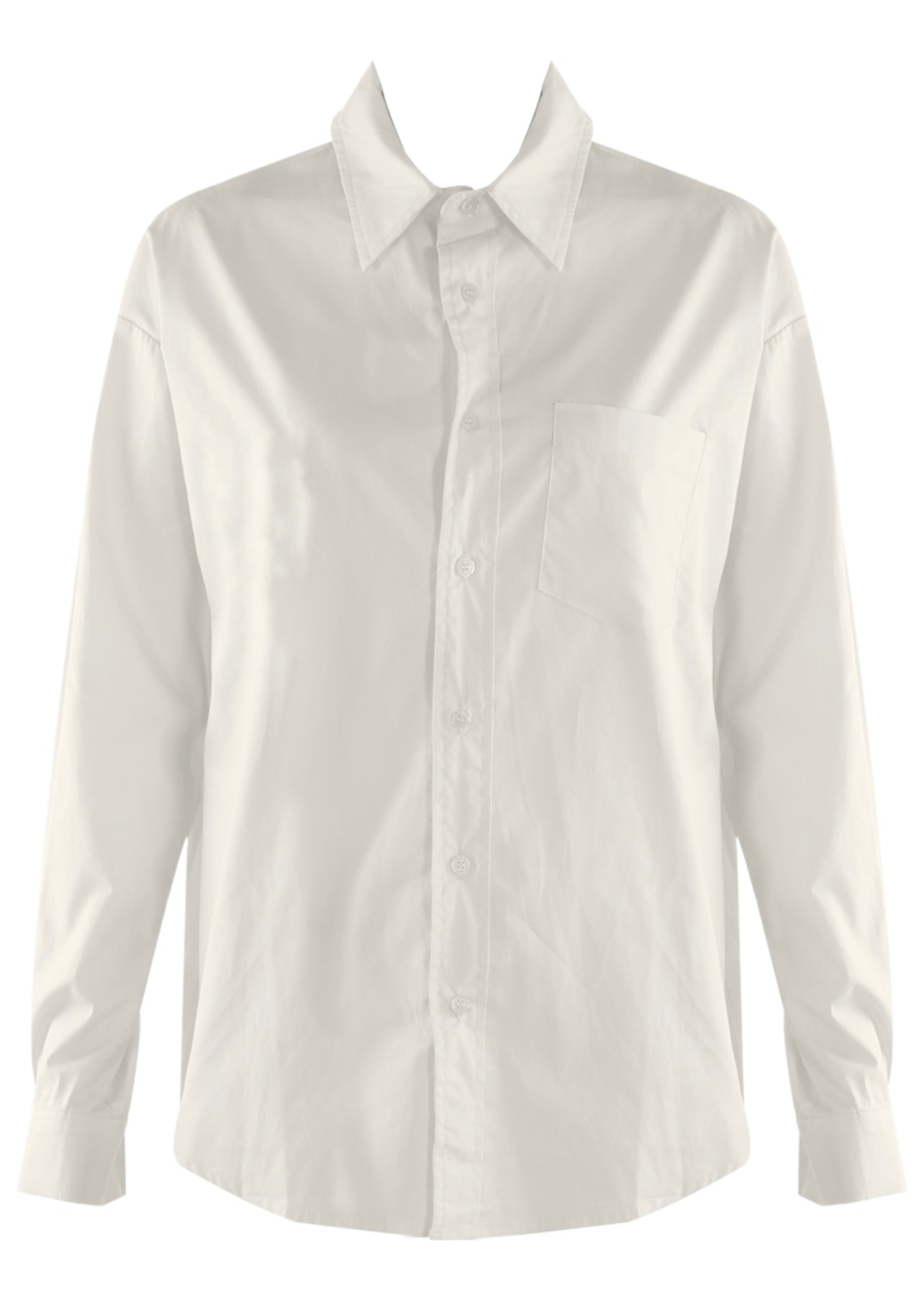 White Poplin Single Pocket Shirt
