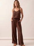 Brown Crinkle Tie Trousers