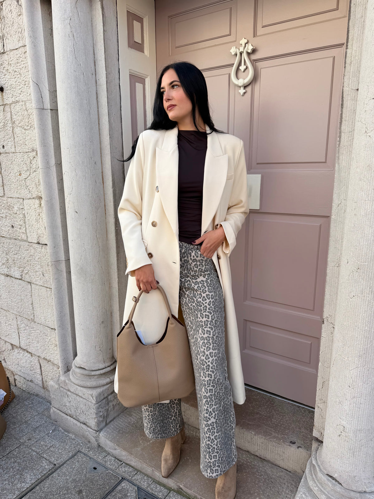 Cream Long Line Coat