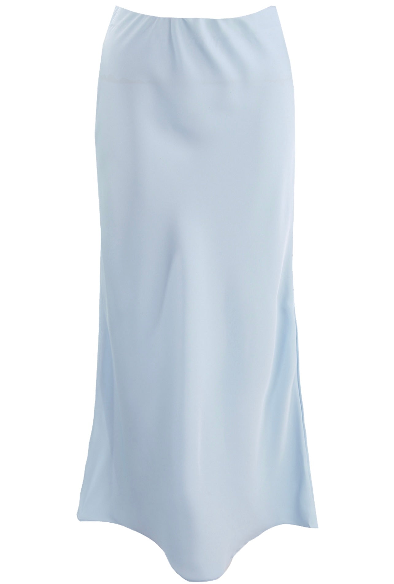 Blue Satin Bias Cut Flowing Maxi Skirt