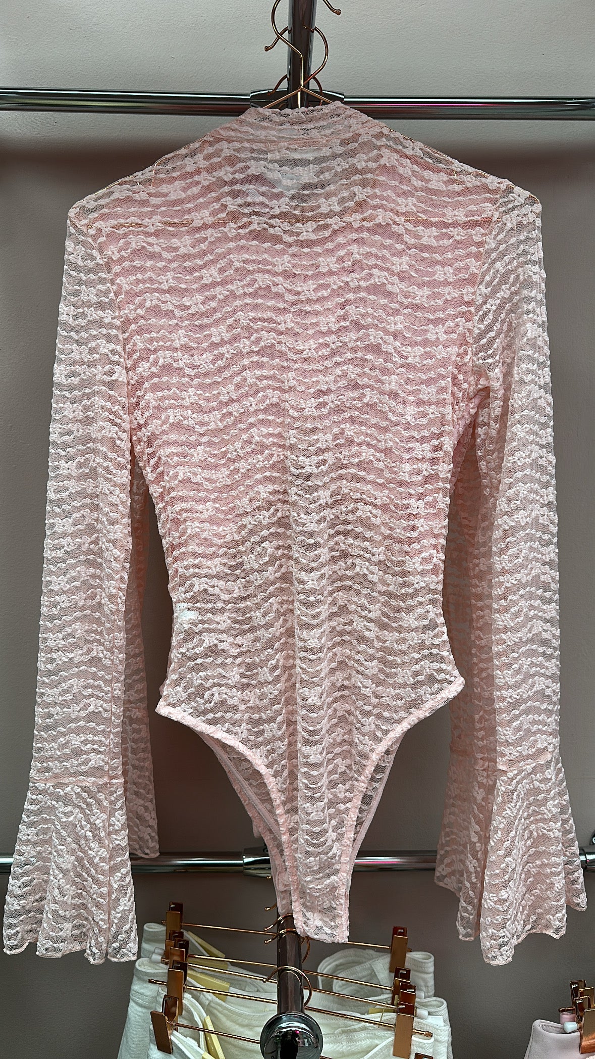 Blush Lace Draped Bodysuit