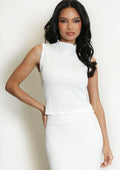 Cream Waffle Texture Sleeveless Top