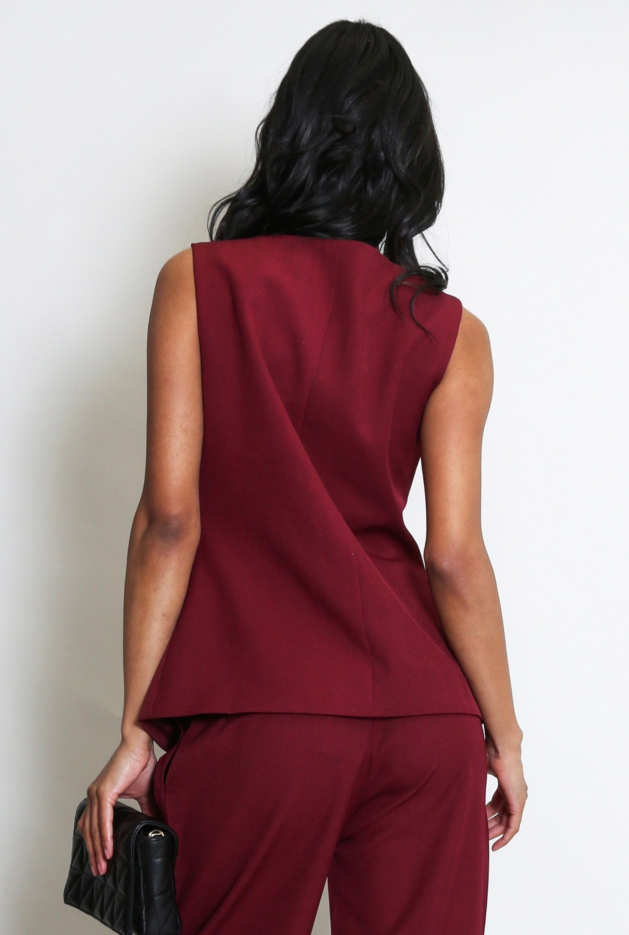 Burgundy Tailored Button Front Waist Coat