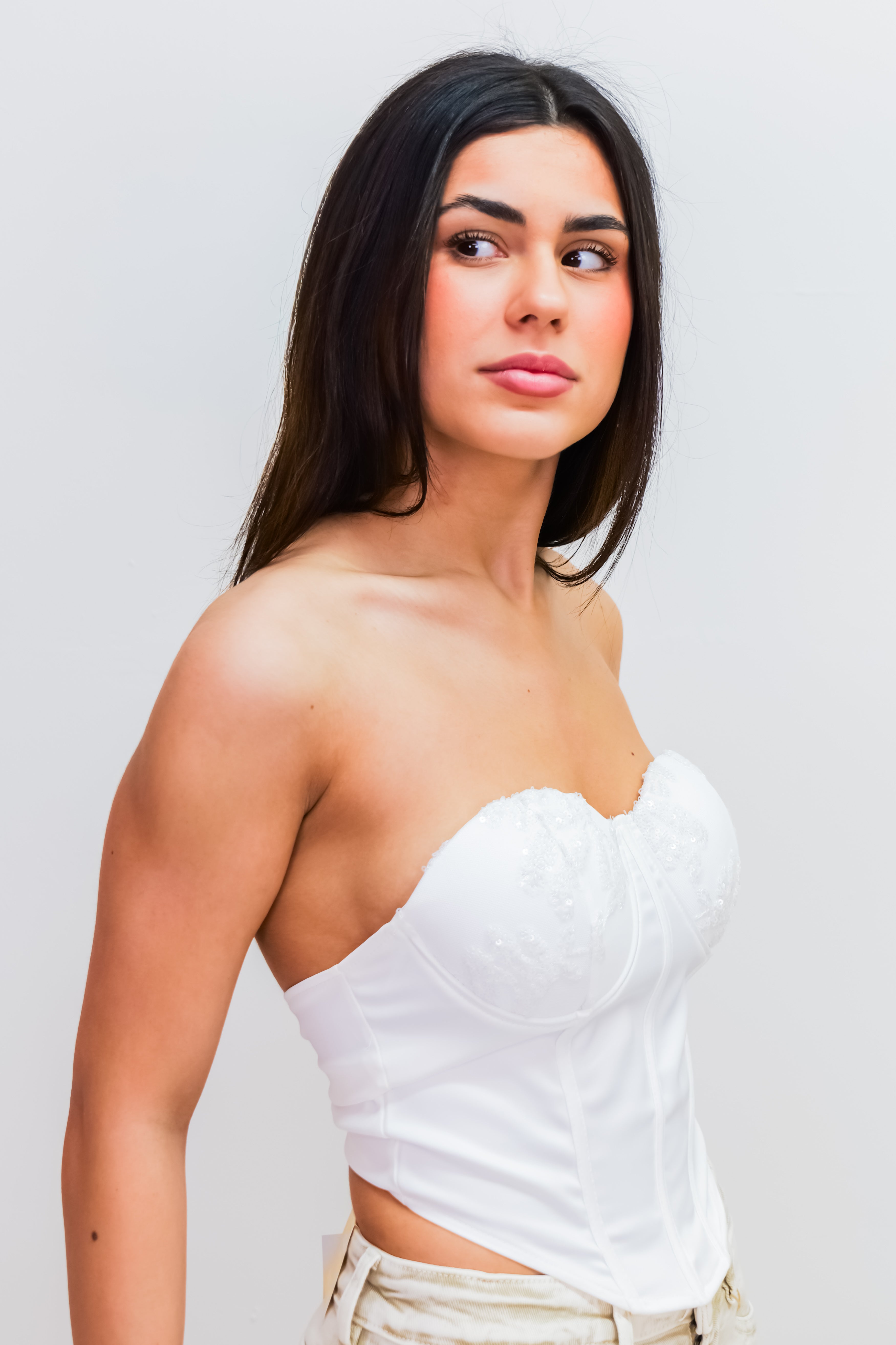White Corset Bandeau Top