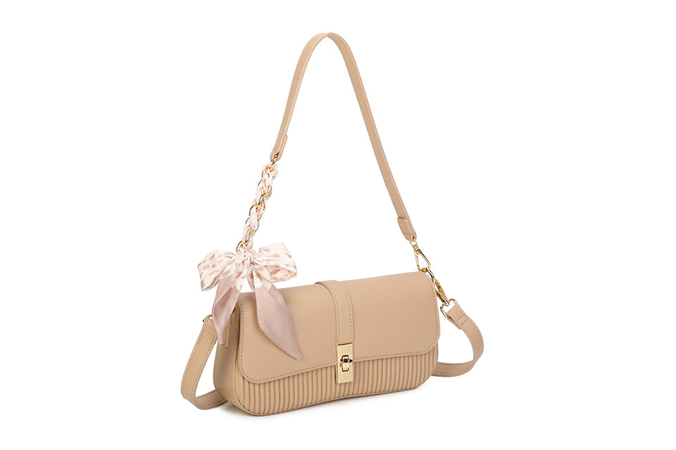 Bow Detail Ribbed Handbag