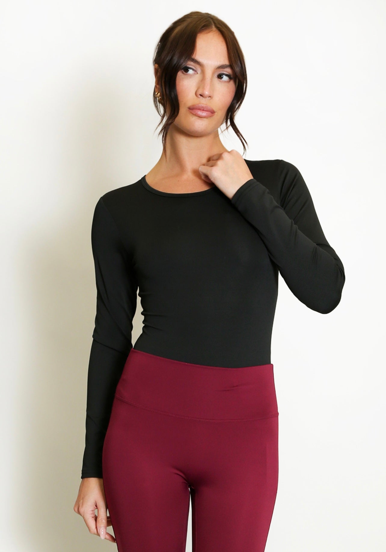 Black Long Sleeve Active Bodysuit