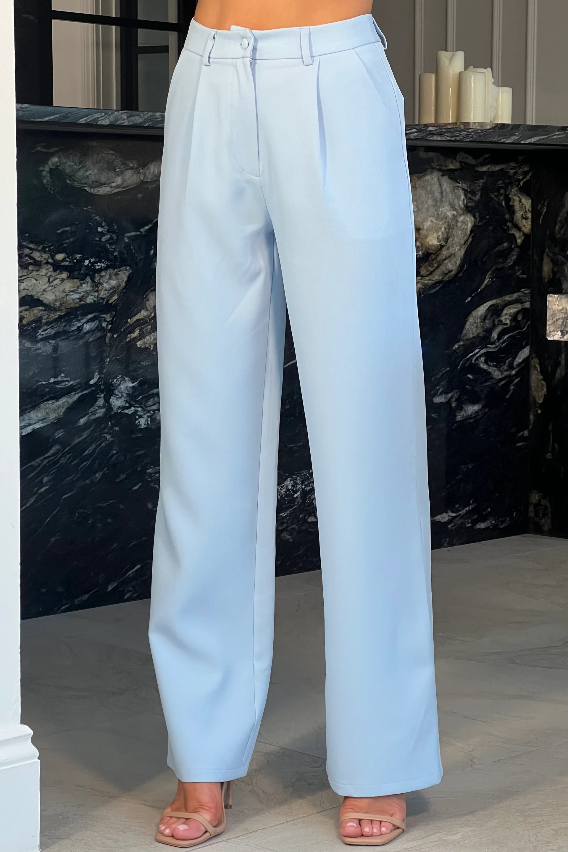 Jo Pleat Detail Tailored Trouser Sky Blue