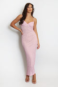 Pink Lace Maxi Dress With Nude Lining