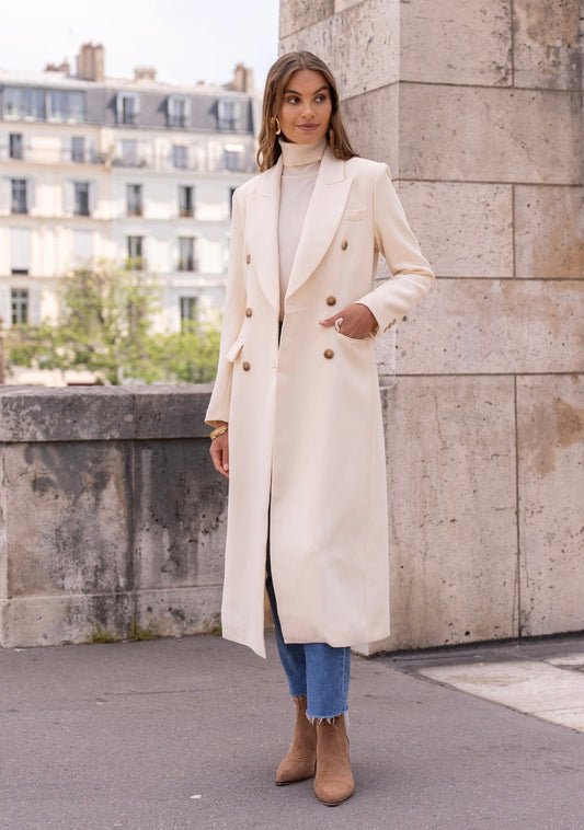 Off White Double Breasted Overcoat