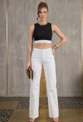 White Long Length Straight Leg Jeans