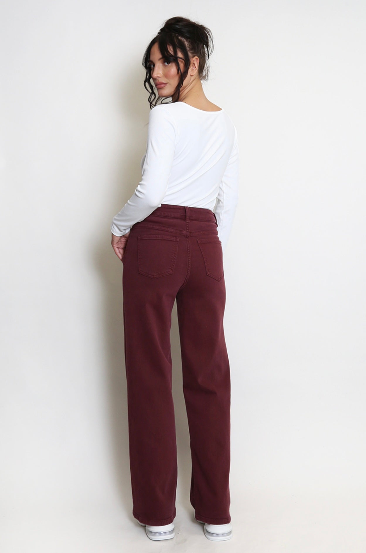 Burgundy Mid Rise Denim Jeans