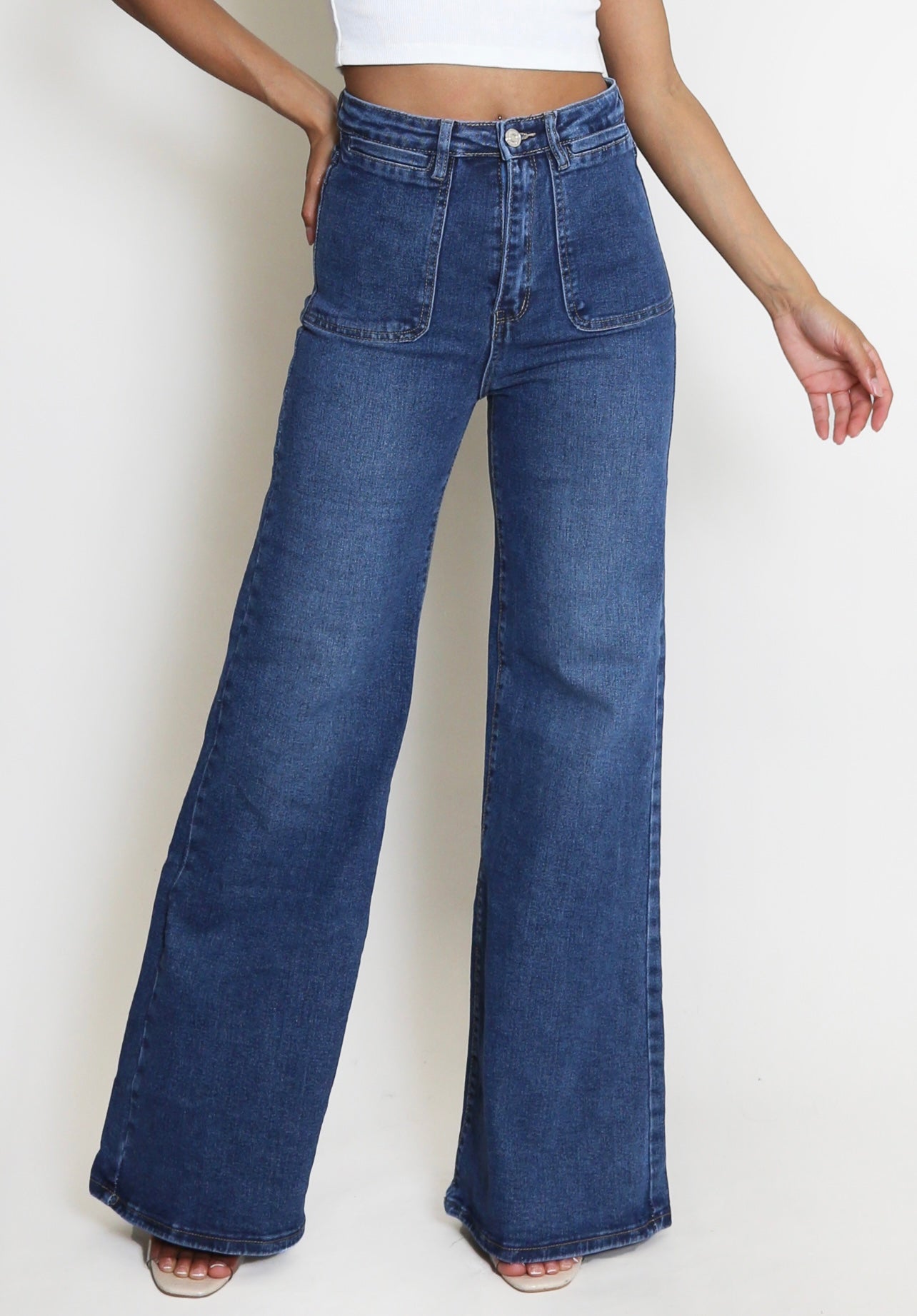 Blue High Waist Flare Jeans