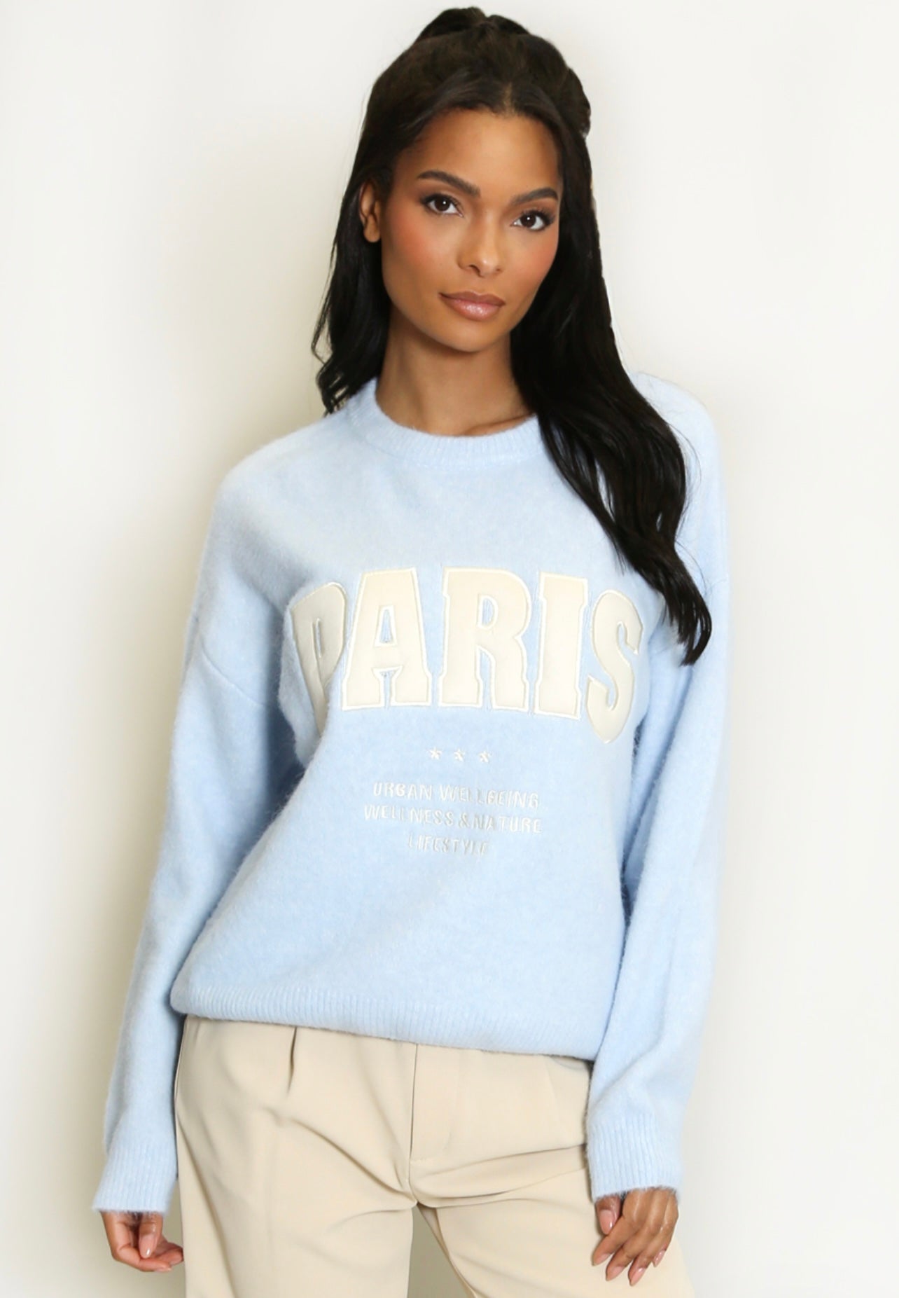 Blue Wellness Slogan Wool Jumper