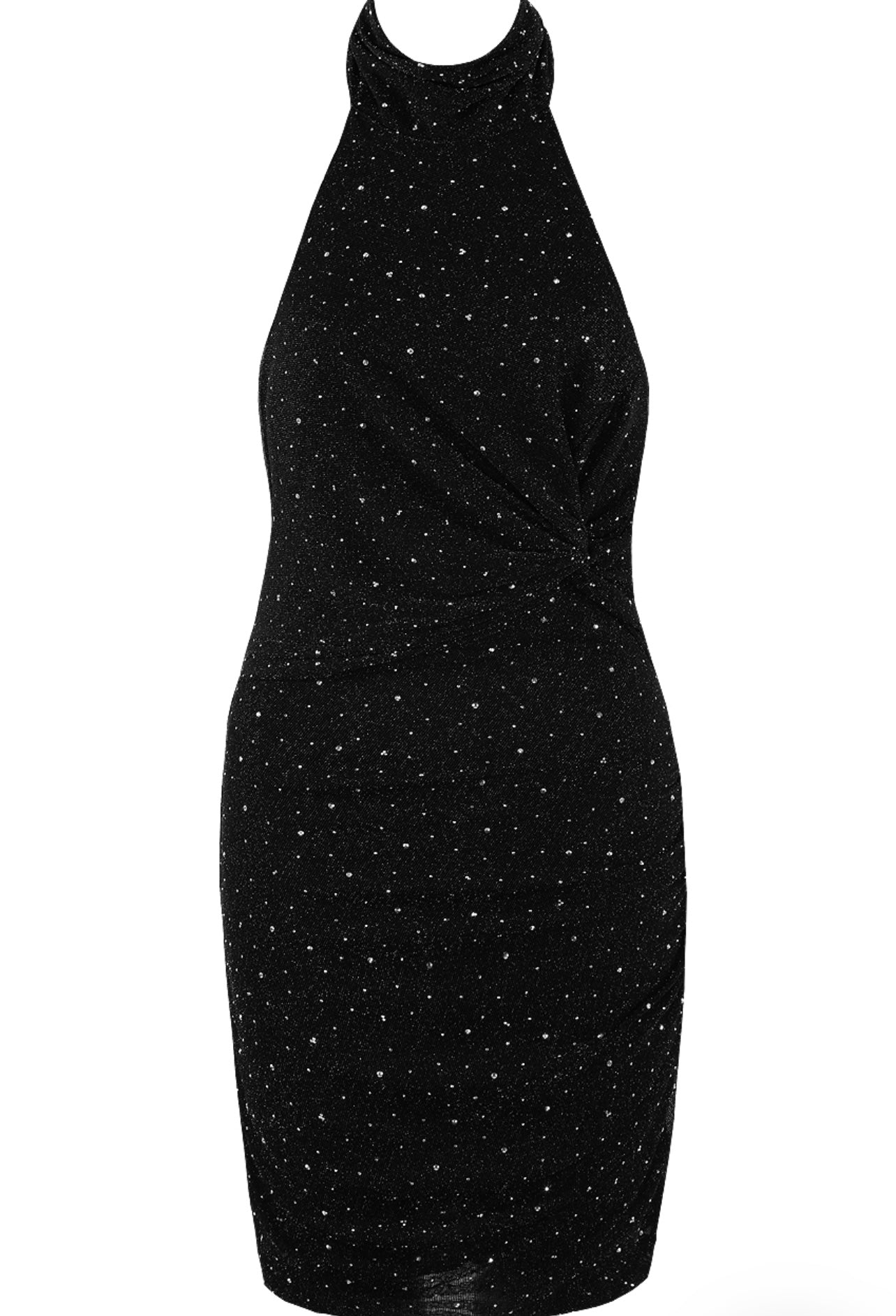 Black Stud Embellished Halter Neck Mini Dress
