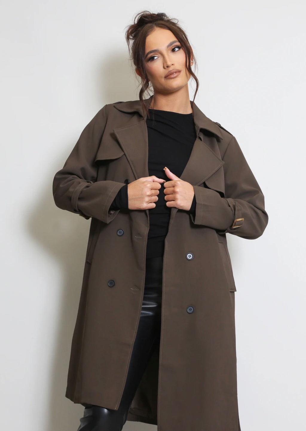 Brown Belted Trench Coat