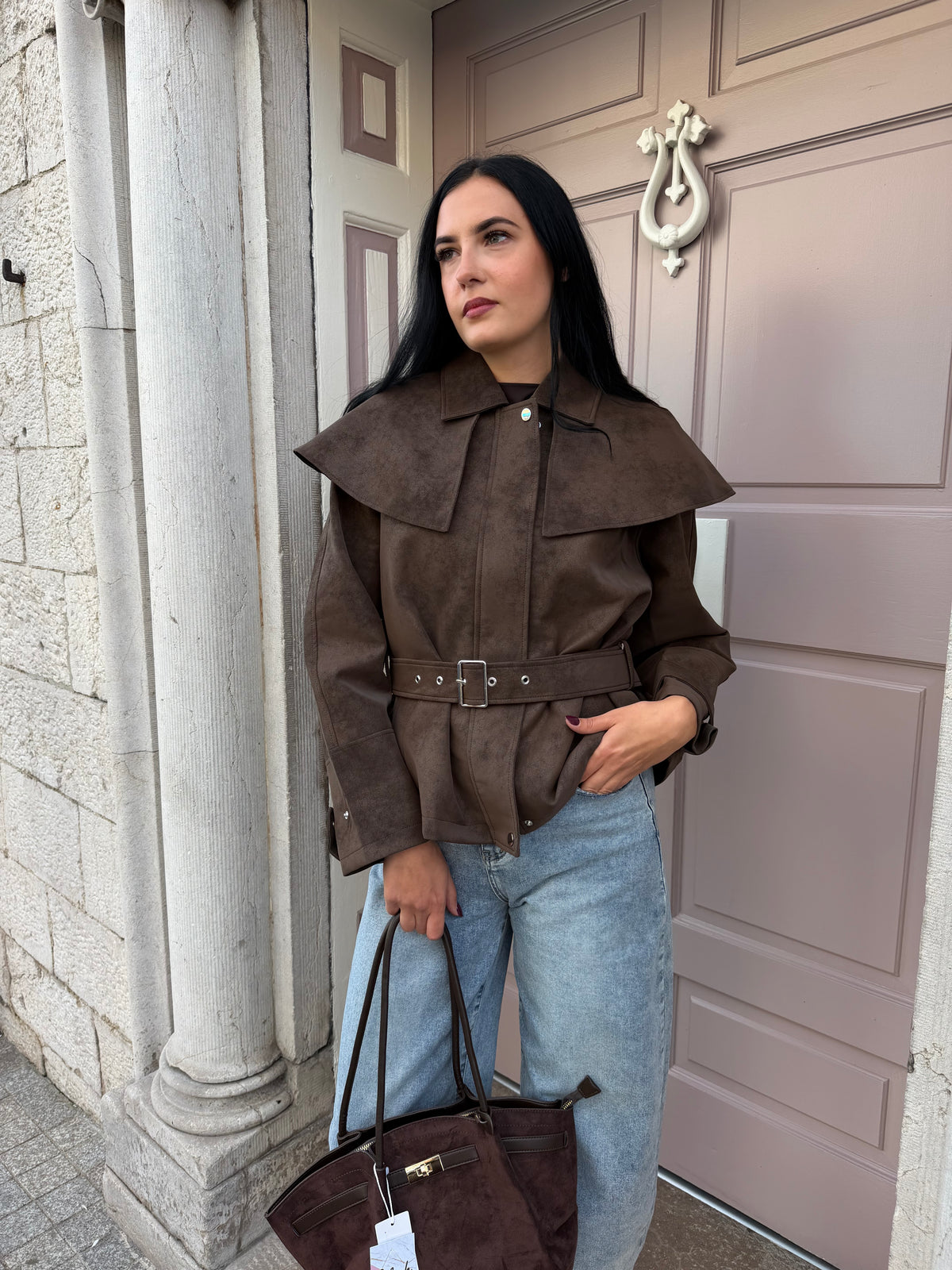 Brown Belted Trench Jacket
