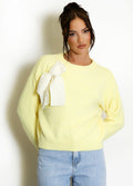 Lemon Fluffy Knit Jumper With Bow