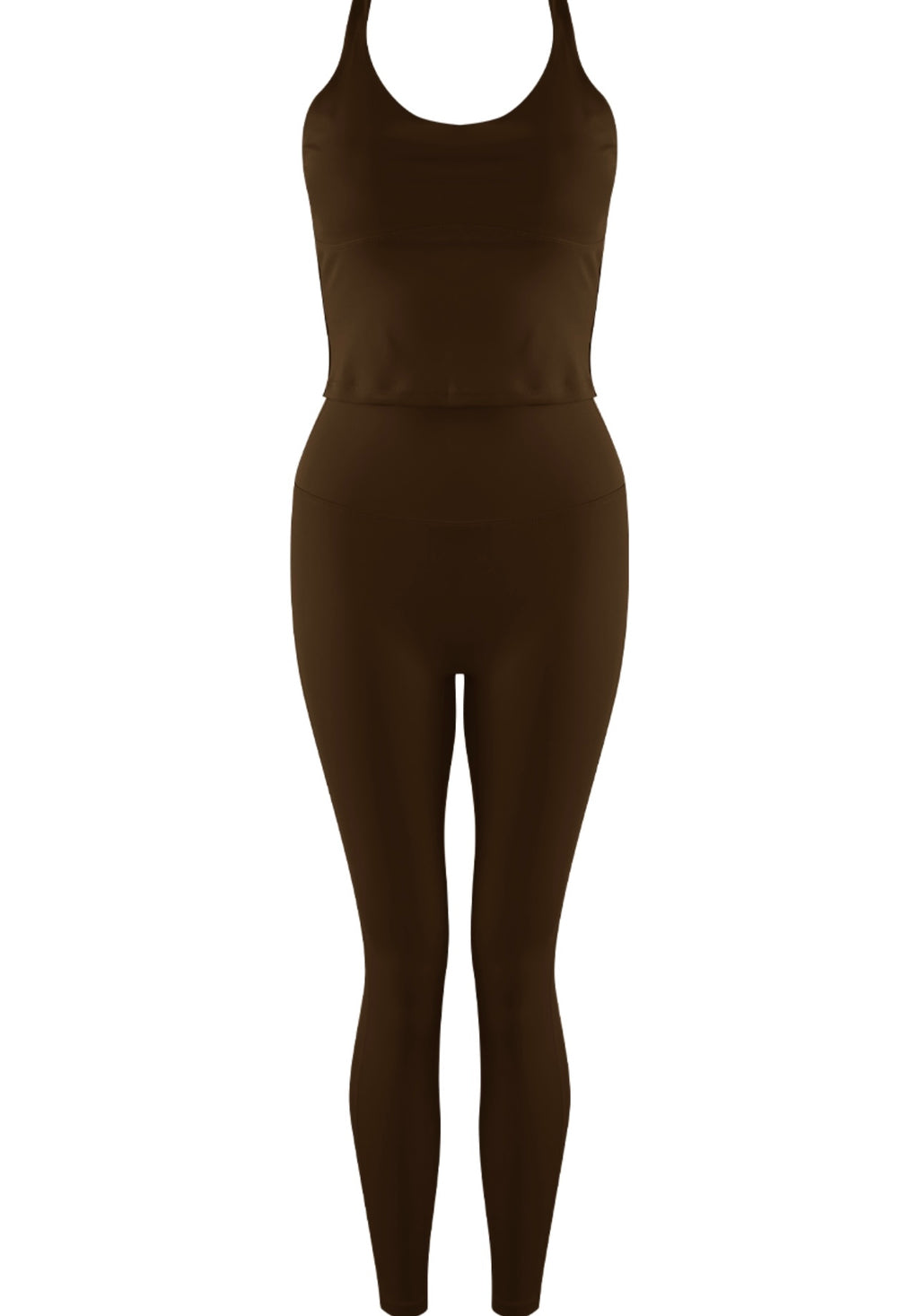 Brown Double Loop Crossover Back Gym Set