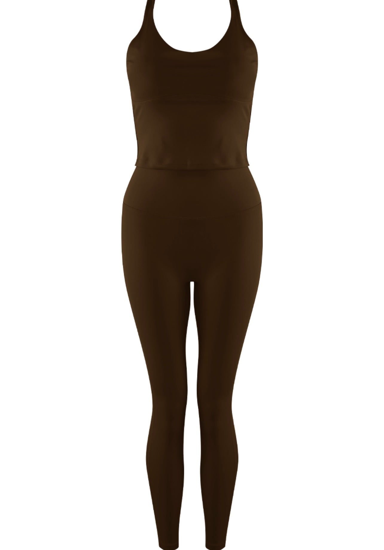 Brown Double Loop Crossover Back Gym Set
