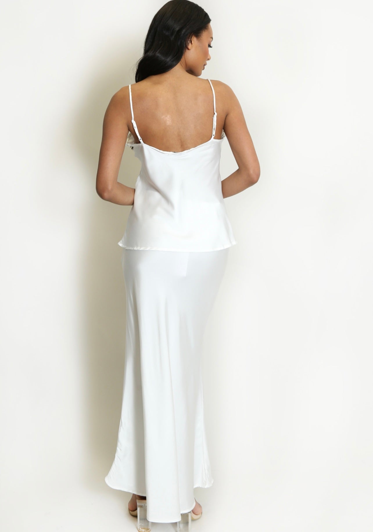 White Satin Maxi Skirt