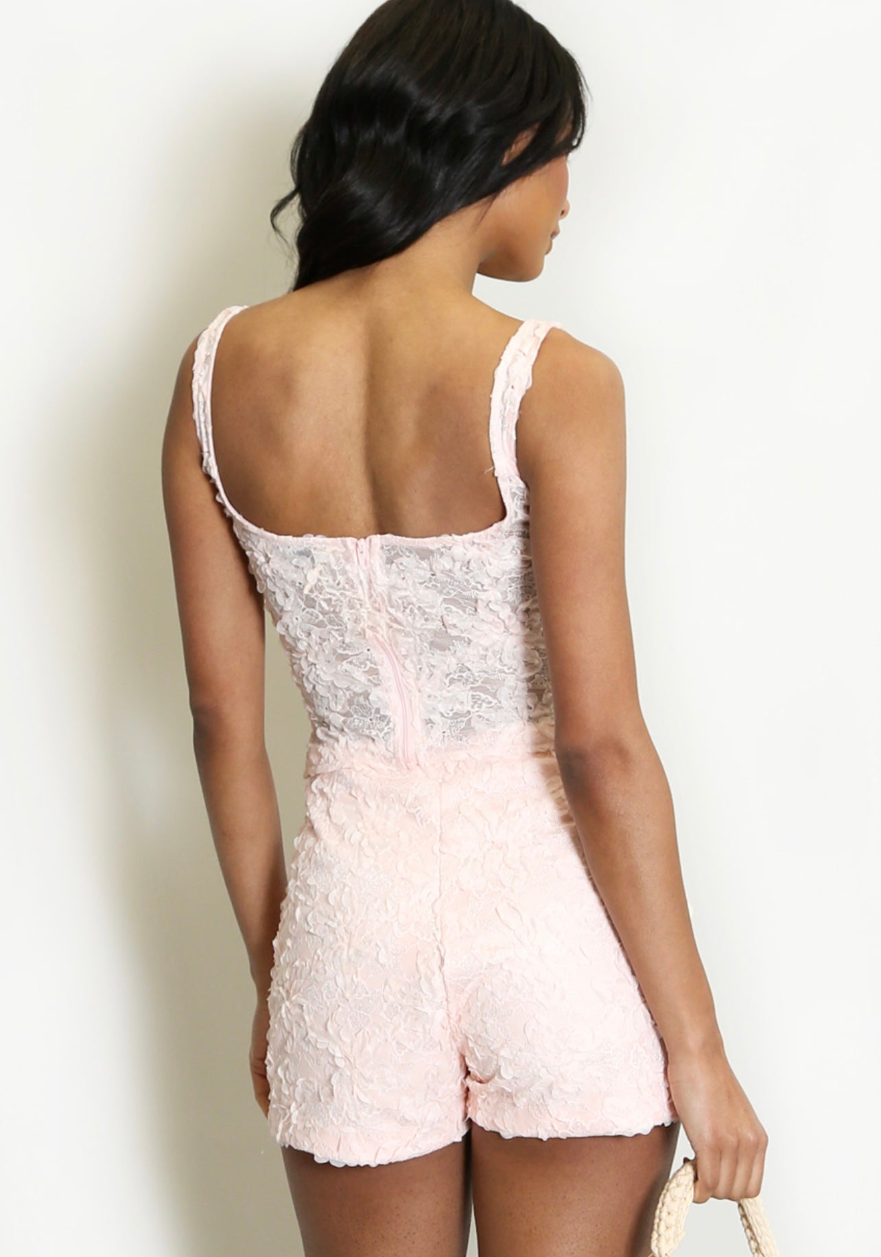 Pink Floral Lace Mini Skort