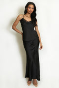 Black Satin Maxi Skirt