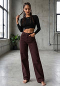 Burgundy Dad Fit Denim Jeans