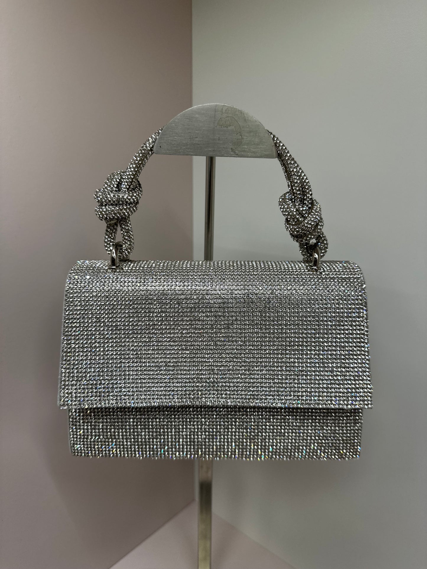 Silver Crystal Knot Bag