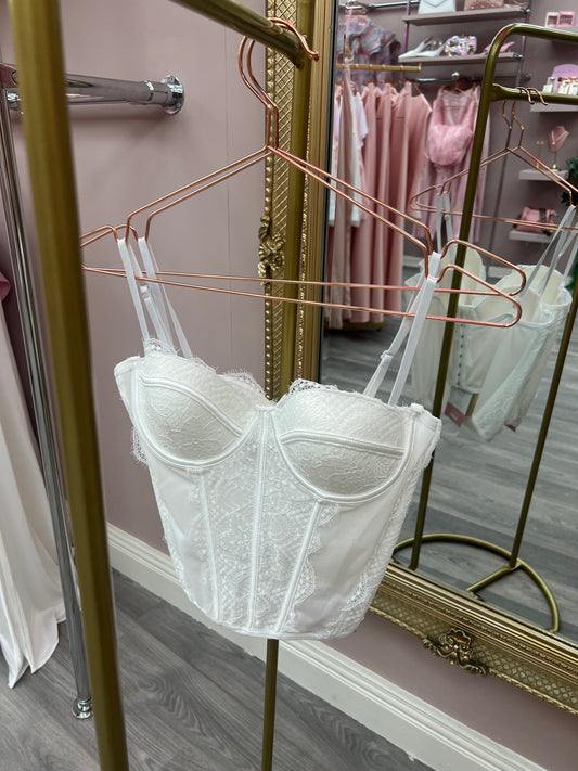 White Lace Detail Corset Top