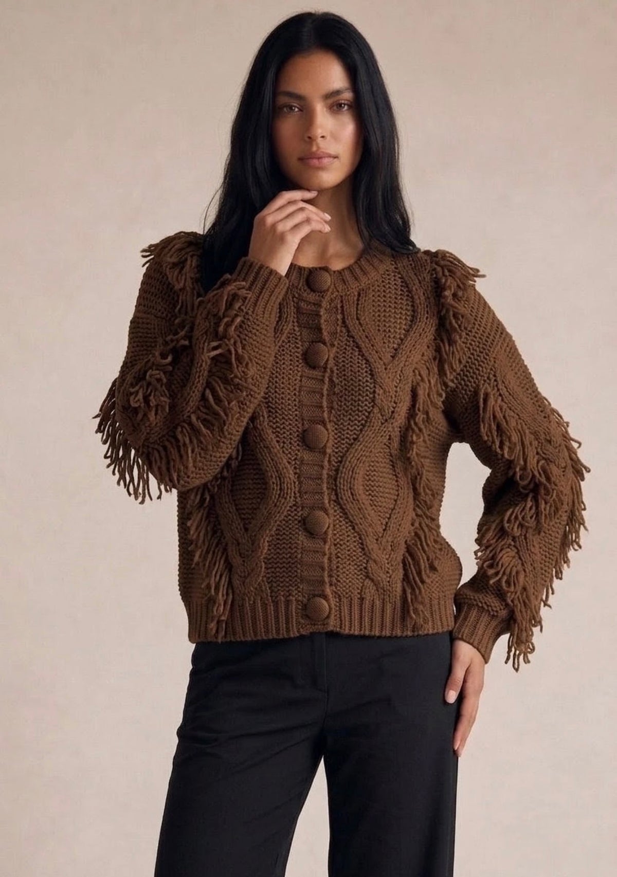 Chunky Loop Knit Cable Cardigan