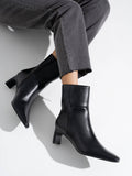 Black Pointed Toe Ankle Boots with Side Zip