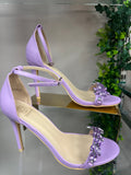 Lilac Diamond Detail Strap High Heel Sandals
