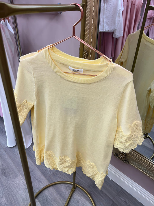 Yellow Lace Detail T-Shirt