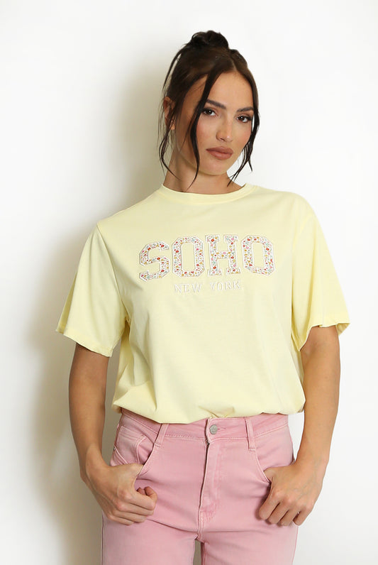 Lemon Floral Soho Motif T-Shirt