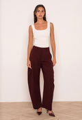 Burgundy High Waist Barrel Trousers