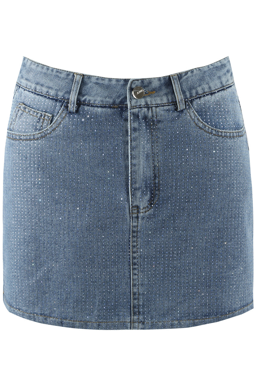 Denim Embellished Denim Skort