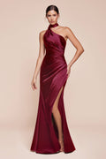 ONE SHOULDER LUXE SATIN FITTED GOWN
: Burgundy / 10