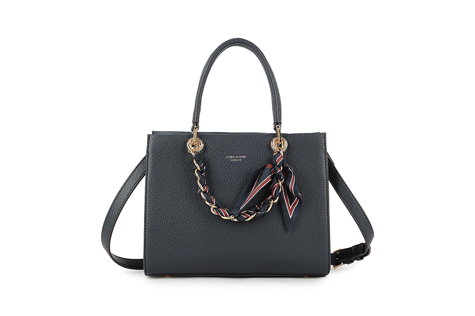 Gold Chain And Scarf Detail Handbag