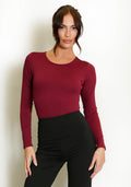 Burgundy Long Sleeve Active Bodysui