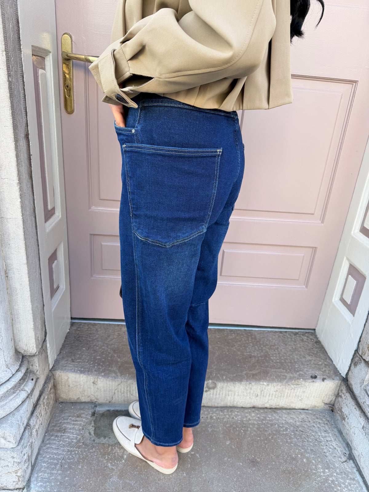 Blue Denim Barrel Jeans
