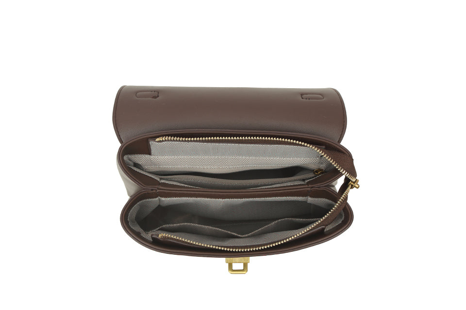 Suede And Pu Detail Handbag
