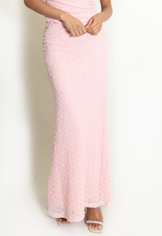 Pink Bobble Texture Maxi Skirt