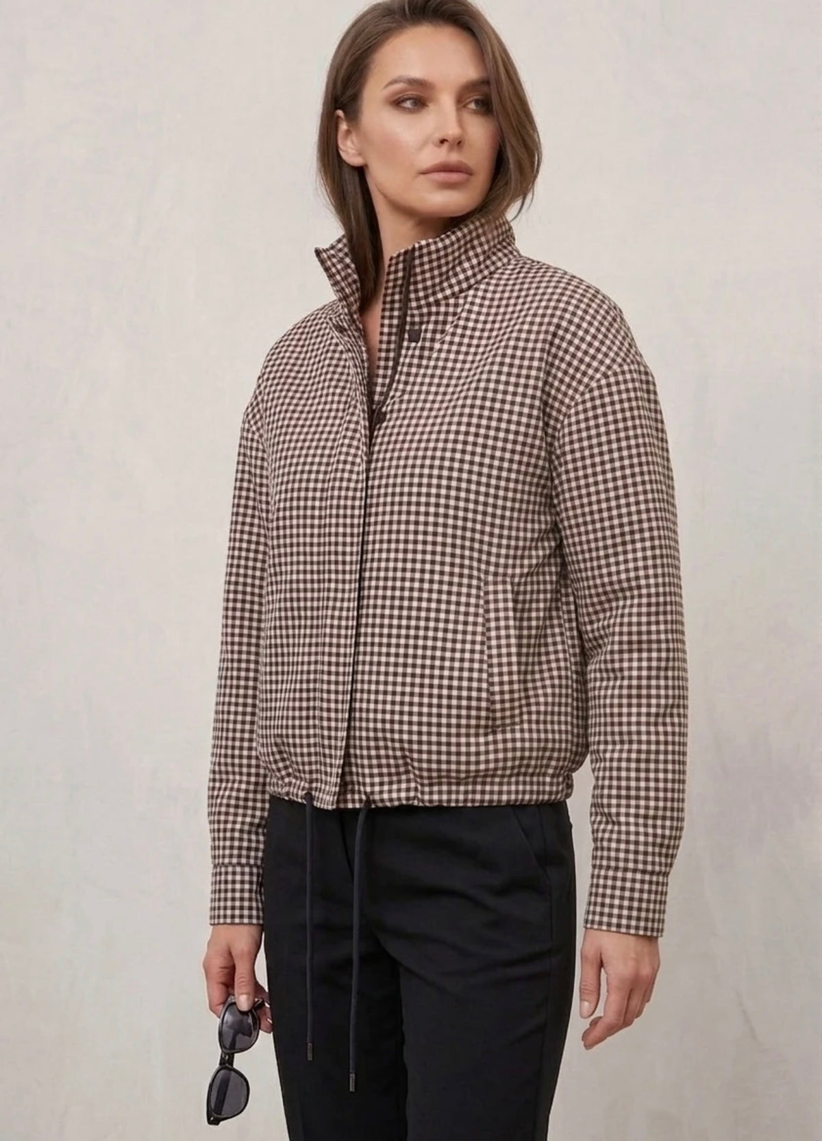 Taupe Gingham Check Jacket