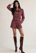 Burgundy Check Cropped Jacket