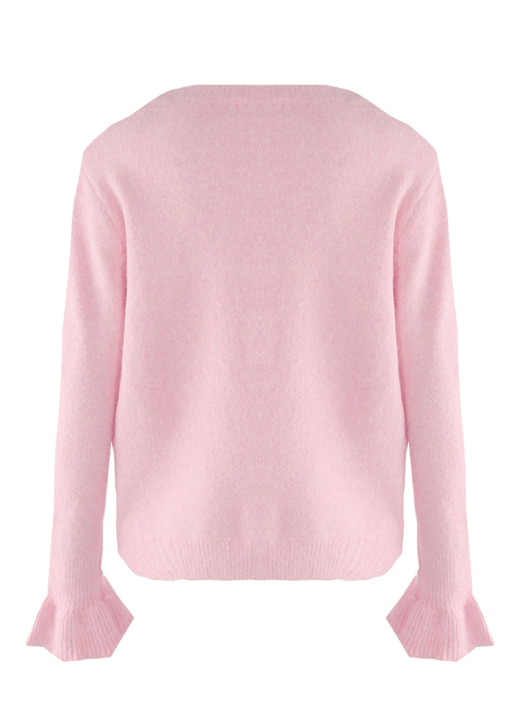 Pink Flute Cuffs Pearls Button Cardigan