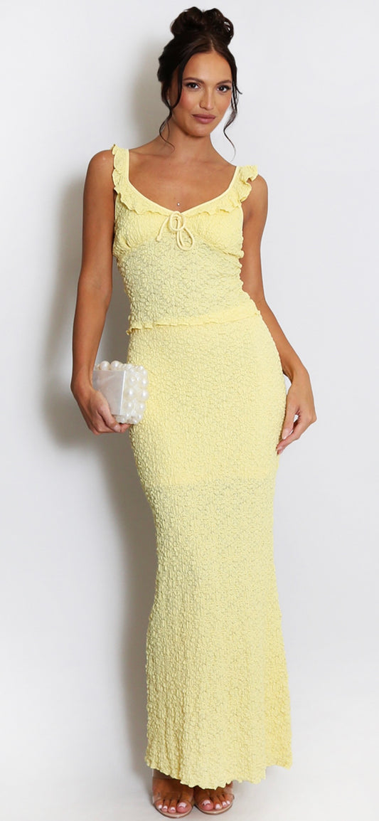 Lemon Textured Maxi Skirt ft